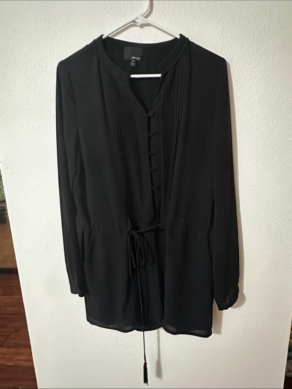 Greylin Black Long-Sleeve Tie-Waist Romper